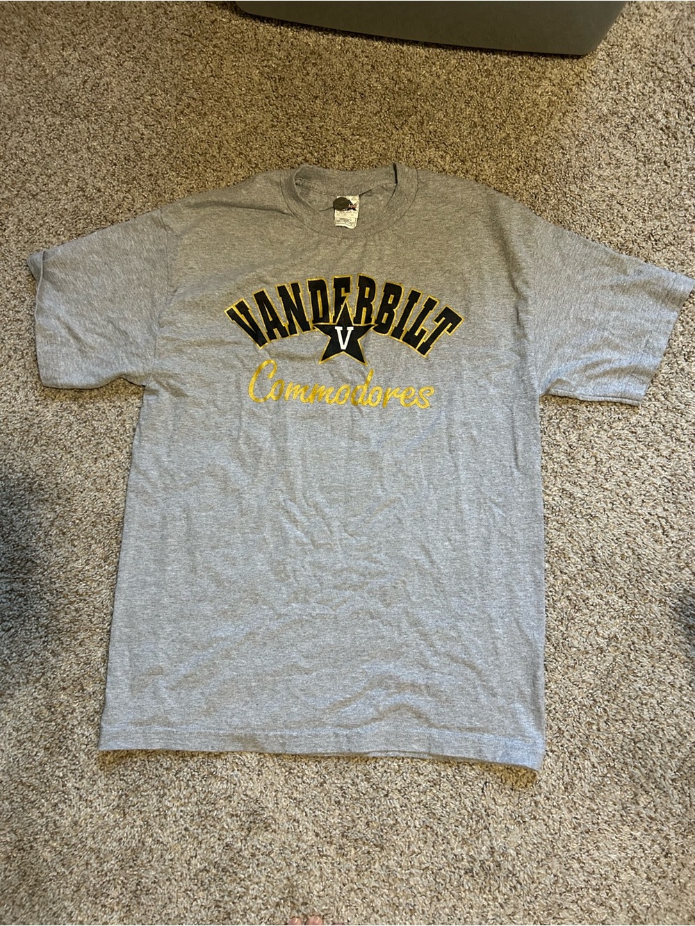 Vanderbilt Commodores Gray Team Logo T-Shirt Sparkly Gold Letters